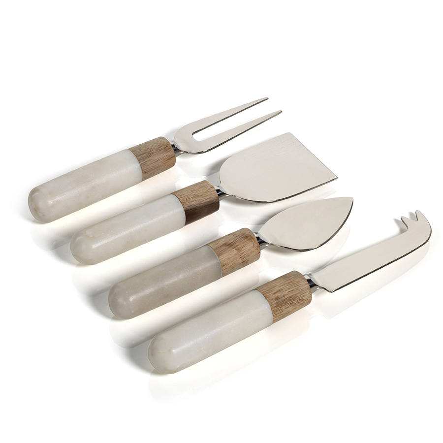 Set de 4 Cuchillos para Queso en Mármol y Madera