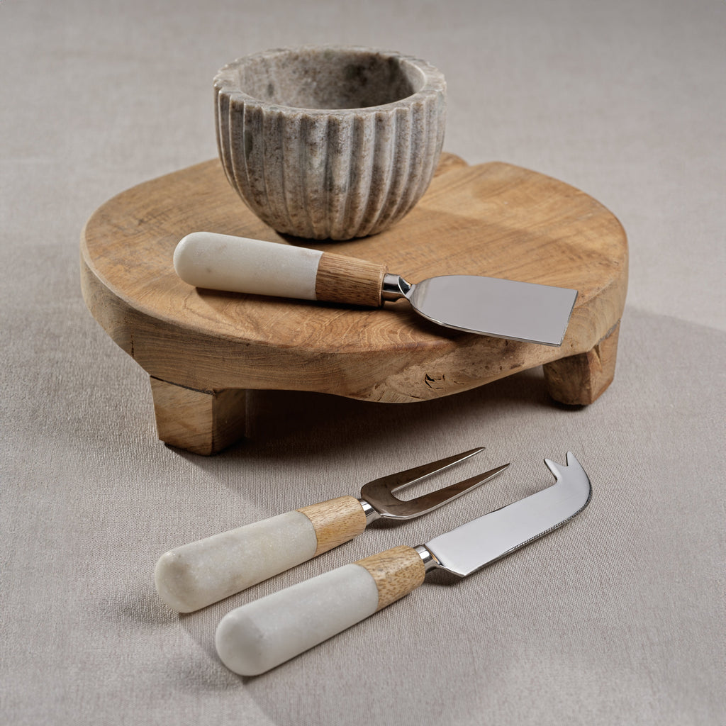 Set de 4 Cuchillos para Queso en Mármol y Madera